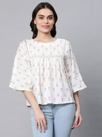 Thumbnail for Ahalyaa Off White Pure Cotton Floral Printed Tunic - Distacart