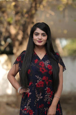Thumbnail for Preksha Creation New Georgette Floral Print Red Women Gown - Distacart