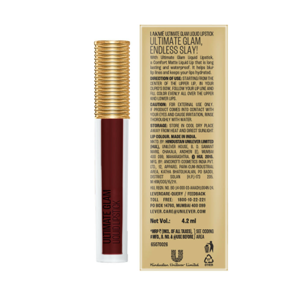 Lakme Ultimate Glam Matte Liquid Lipstick - Red Cherry - Distacart