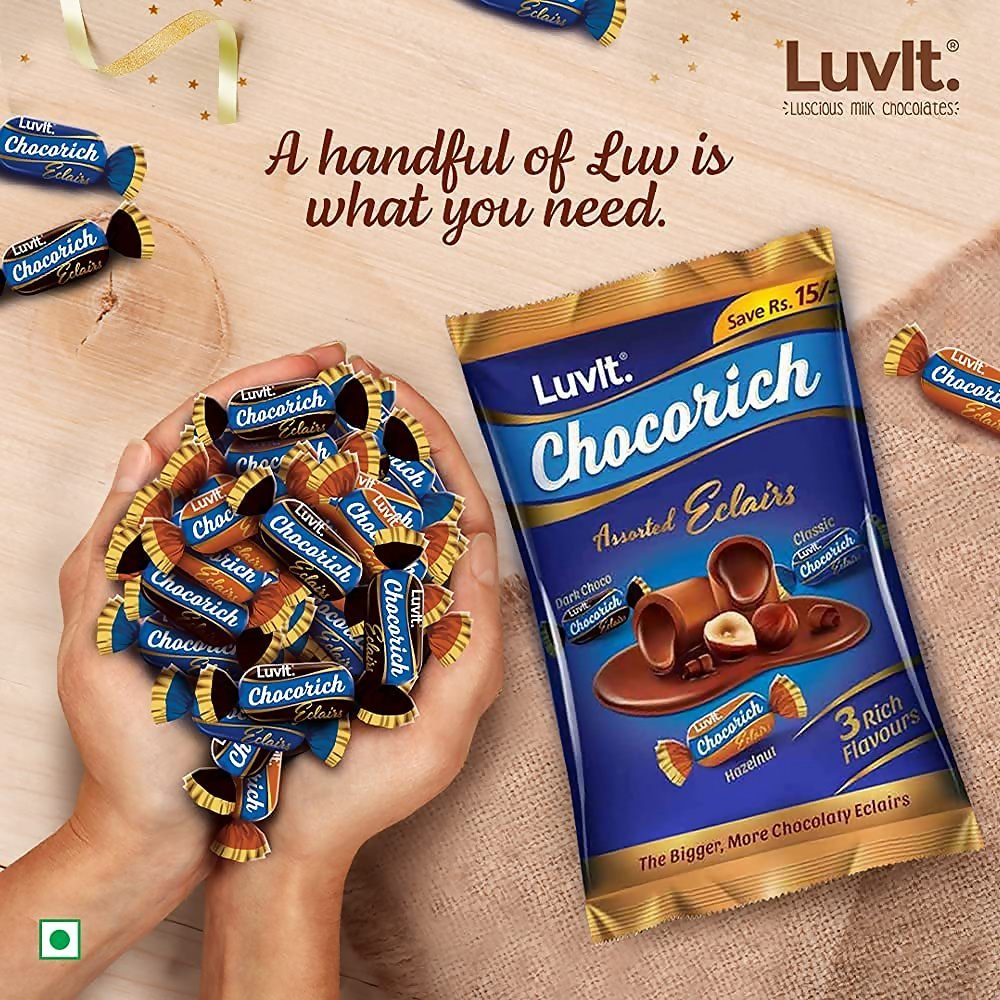 LuvIt. Chocorich Assorted Eclairs Chocolate Birthday Pack - Hazelnut, Dark Choco & Classic - Distacart