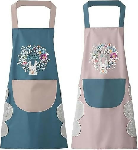 Klimet Waterproof Kitchen Apron For Women-Assorted (pack of 2)