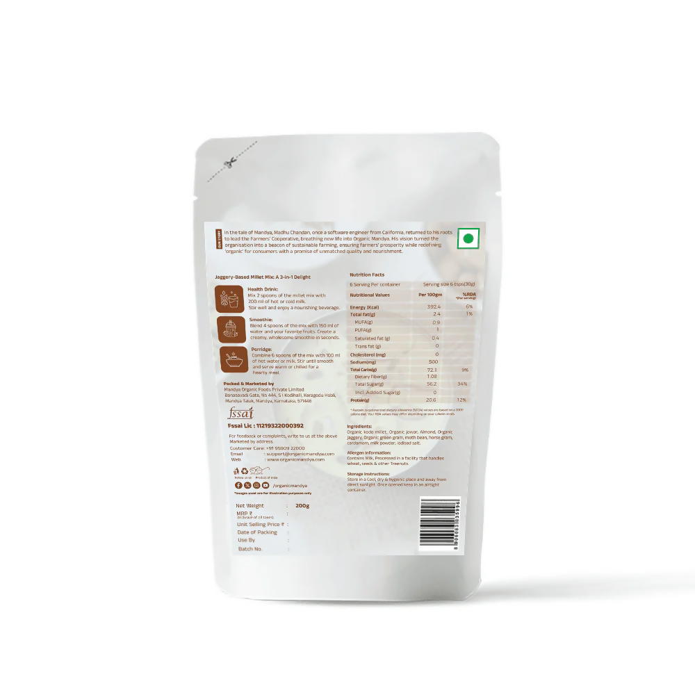 Organic Mandya Millet Badam Milk - Instant Drink - Distacart