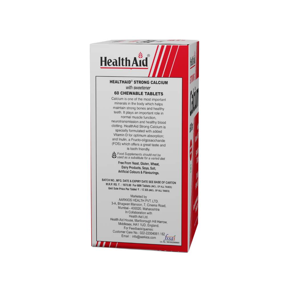 HealthAid Strong Calcium 600 mg Chewable Tablets - Distacart
