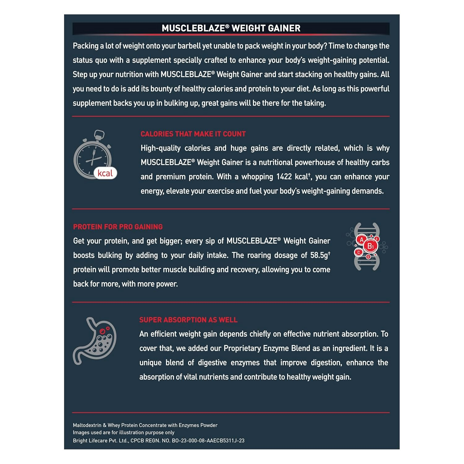 MuscleBlaze Weight Gainer With Added Digezyme Powder