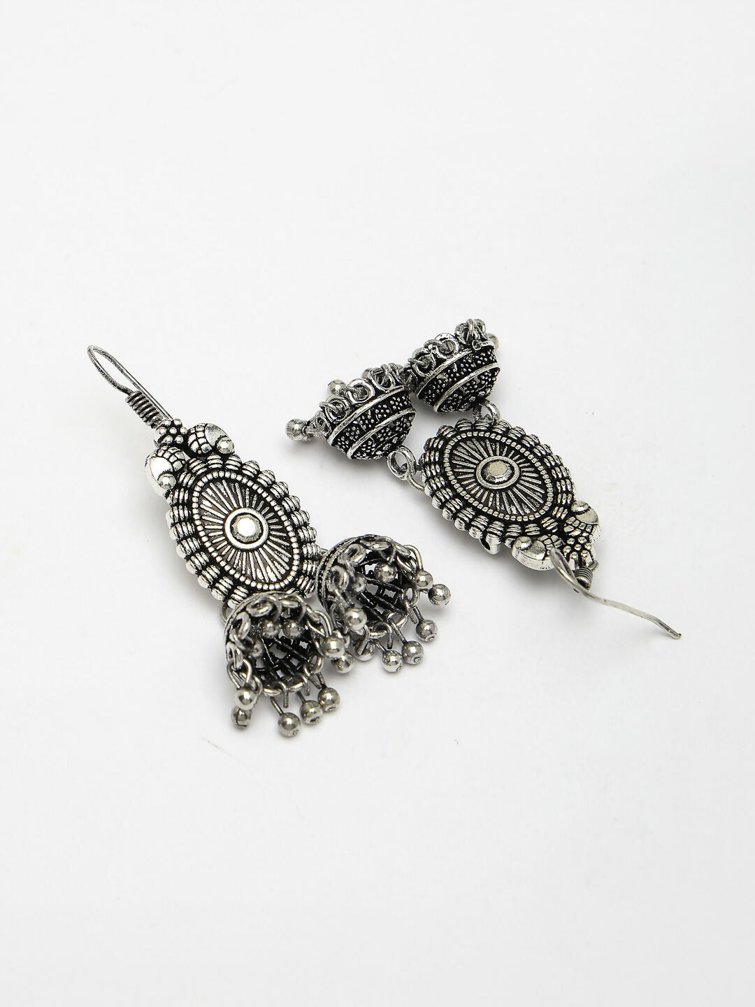 NVR Women's Silver-Plated Choke Oxidized Necklace with Jhumka Earrings - Distacart