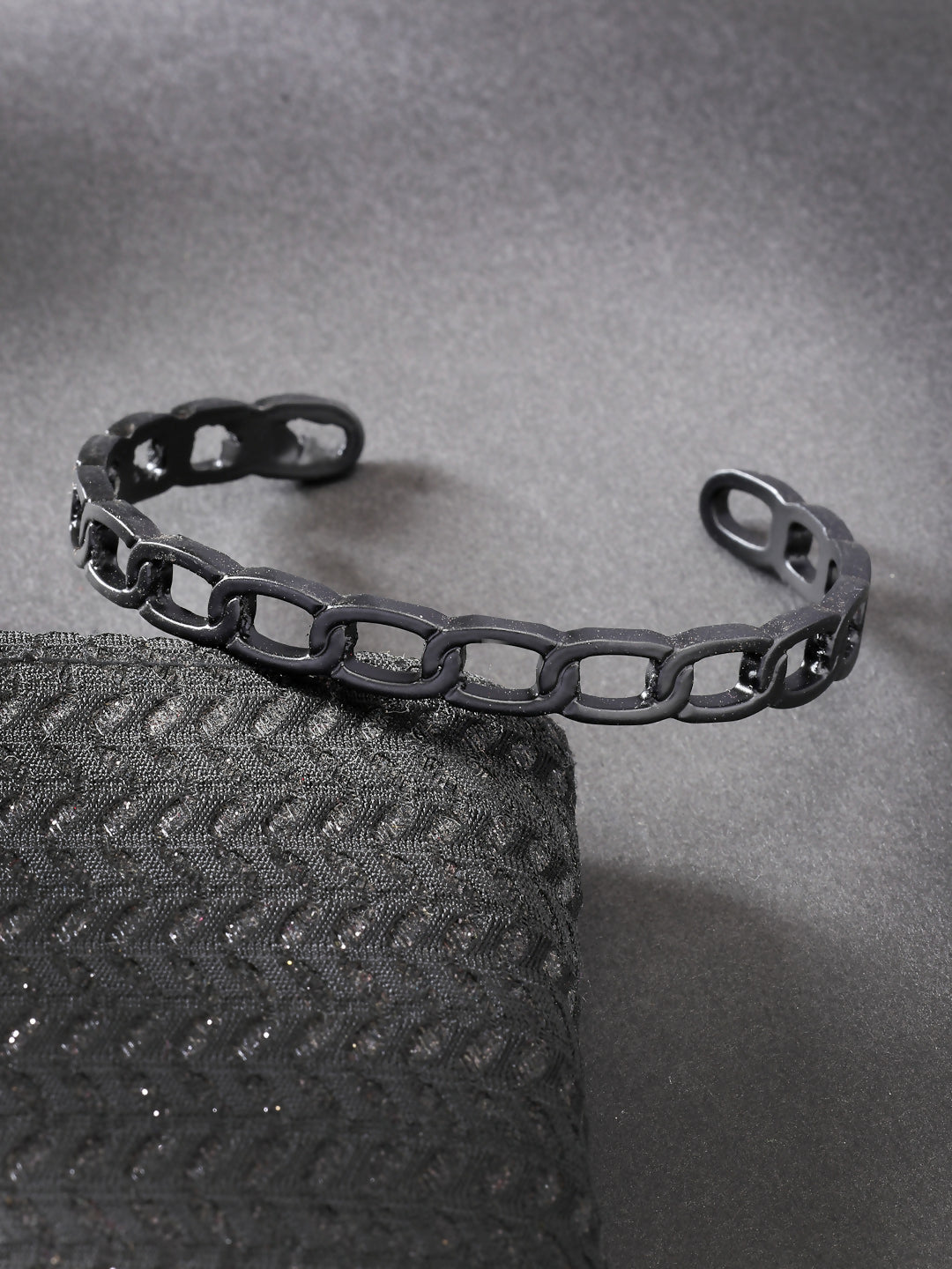 NVR Men's Black Rhodium-Plated Metal Cuff Bracelet - Distacart
