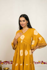 Thumbnail for Joban Fashion Mustard Yellow Tie & Dye Cotton Dress - Distacart