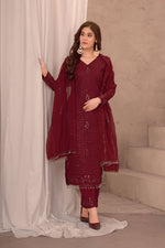 Thumbnail for Teeya Creation Maroon Color Faux Georgette Embroidery Work Fully Stitched Salwar Suit - Distacart