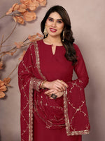 Thumbnail for Teeya Creation Maroon Color Faux Georgette Embroidery Work Fully Stitched Salwar Suit - Distacart