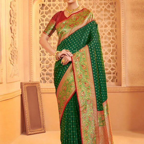 Anaita D Green Silk Saree With Blouse Piece - Distacart