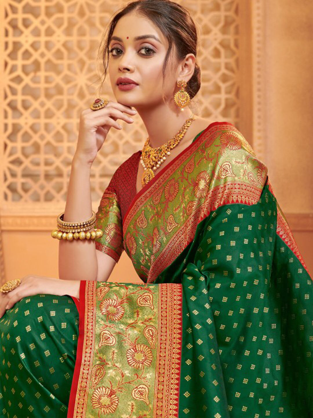Anaita D Green Silk Saree With Blouse Piece - Distacart