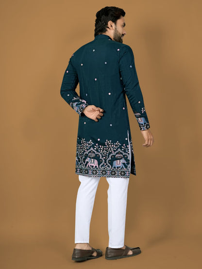 Anaita D Green Embroidery Silk Straight Kurta - Distacart
