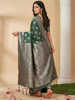 Thumbnail for Anaita D Green Silk Blend Woven Saree With Blouse - Distacart
