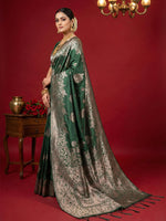 Thumbnail for Anaita D Green Silk Blend Woven Saree With Blouse - Distacart