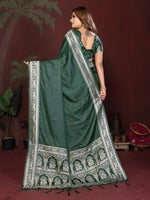 Thumbnail for Anaita D Green Zari Weaving Work Satin Silk Saree With Blouse - Distacart