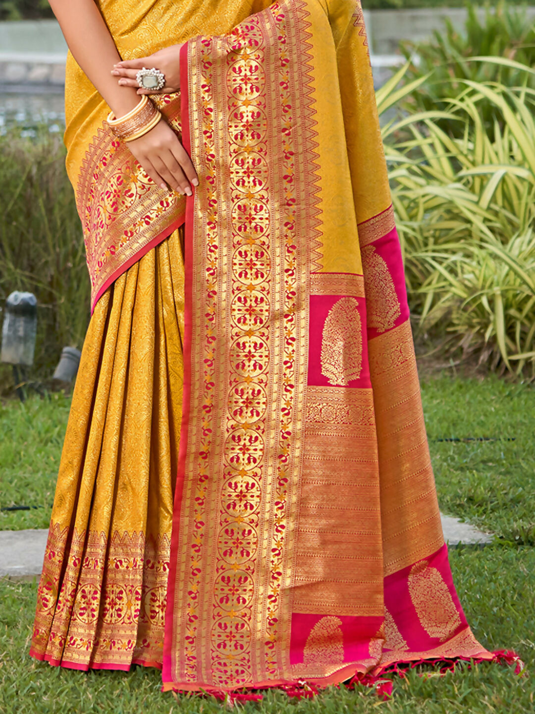 Astita Banarasi Silk Yellow Saree