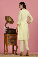 Thumbnail for BulBul Women’s Butter Yellow Embroidered Chanderi Kurta Set with Dupatta