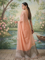 Thumbnail for Shree Shyam Fashion Peach Tissue Silk Saree - Distacart
