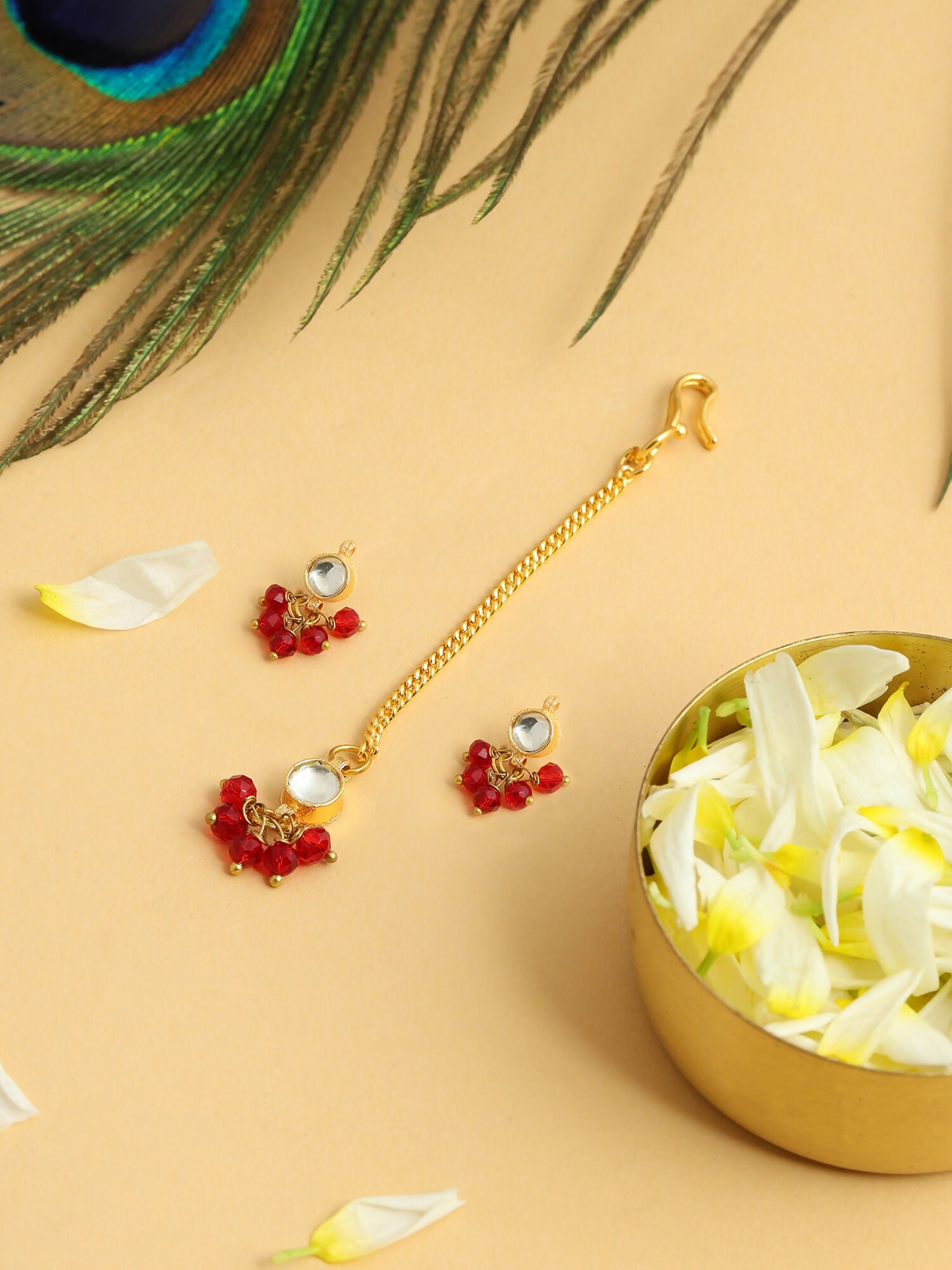 Ruby Raang Noor-E-Laal Pearl Tikka Set