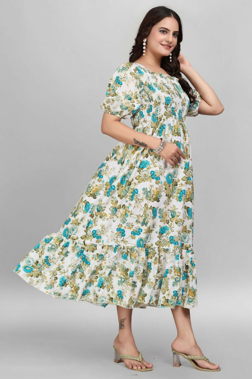 Preksha Creation Women American Crepe Micro Gown - Sky Blue - Distacart