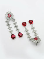 Thumbnail for NVR Women's Silver-Plated Red CZ-Studded Handcrafted Jewellery Set - Distacart