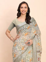 Thumbnail for Astita Linen Cotton White Saree