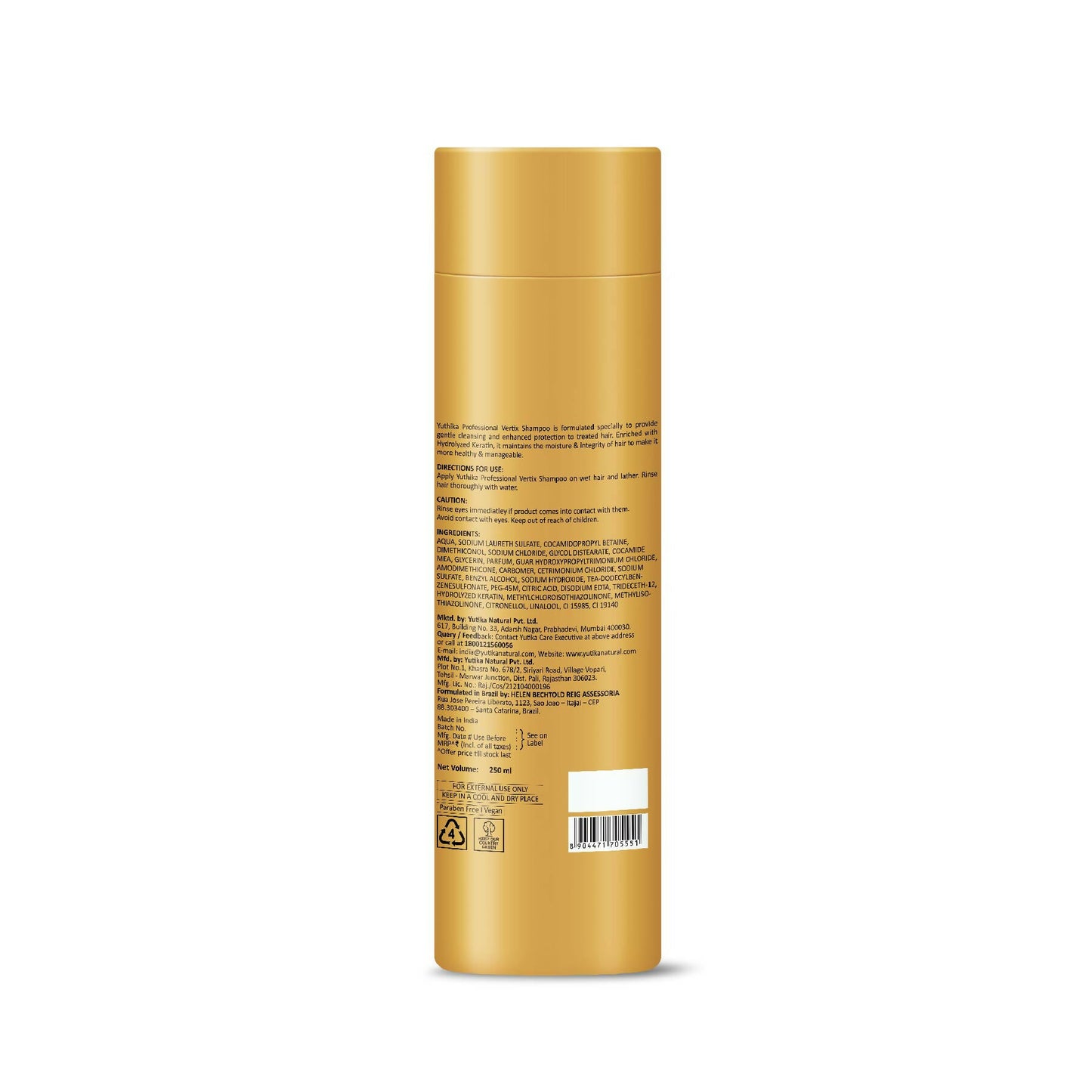 Yuthika Professional Vertix Hydrolyzed Keratin Shampoo - Distacart