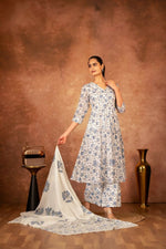 Thumbnail for Joban Fashion Blue Hand Block Printed Cotton Suit Set - Distacart