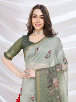 Thumbnail for Mitera Floral Printed Zari Saree - Distacart