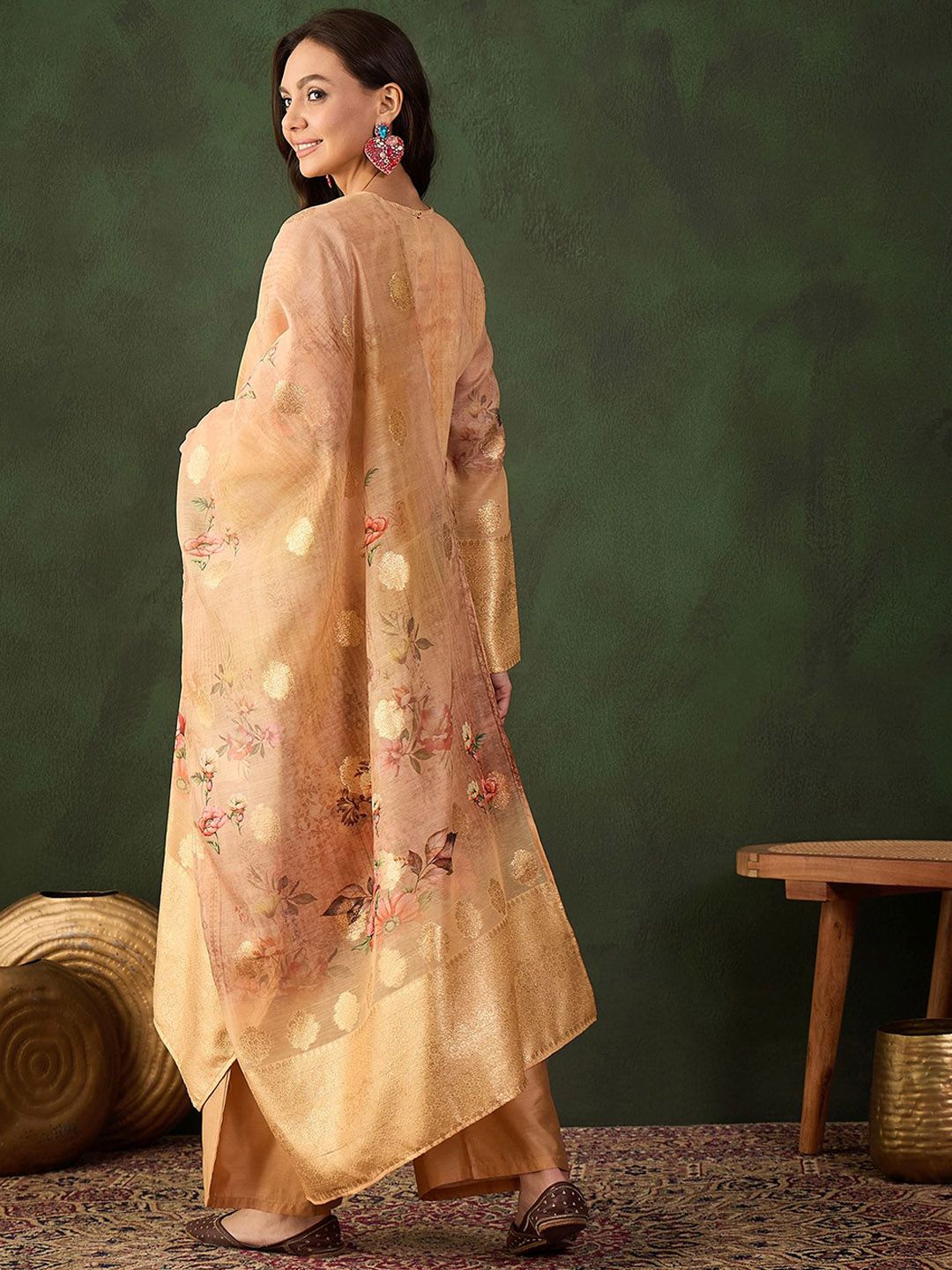 Sangria Printed Kurta & Palazzo With Dupatta