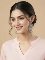 Thumbnail for NVR Women Elephant Design German Silver Oxidised Jhumka Earrings - Distacart