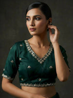 Thumbnail for Joban Fashion Green Fandy Satin Silk Party Wear Sarees - Distacart