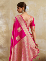 Thumbnail for Shree Shyam Fashion Magenta Silk Blend Saree - Distacart