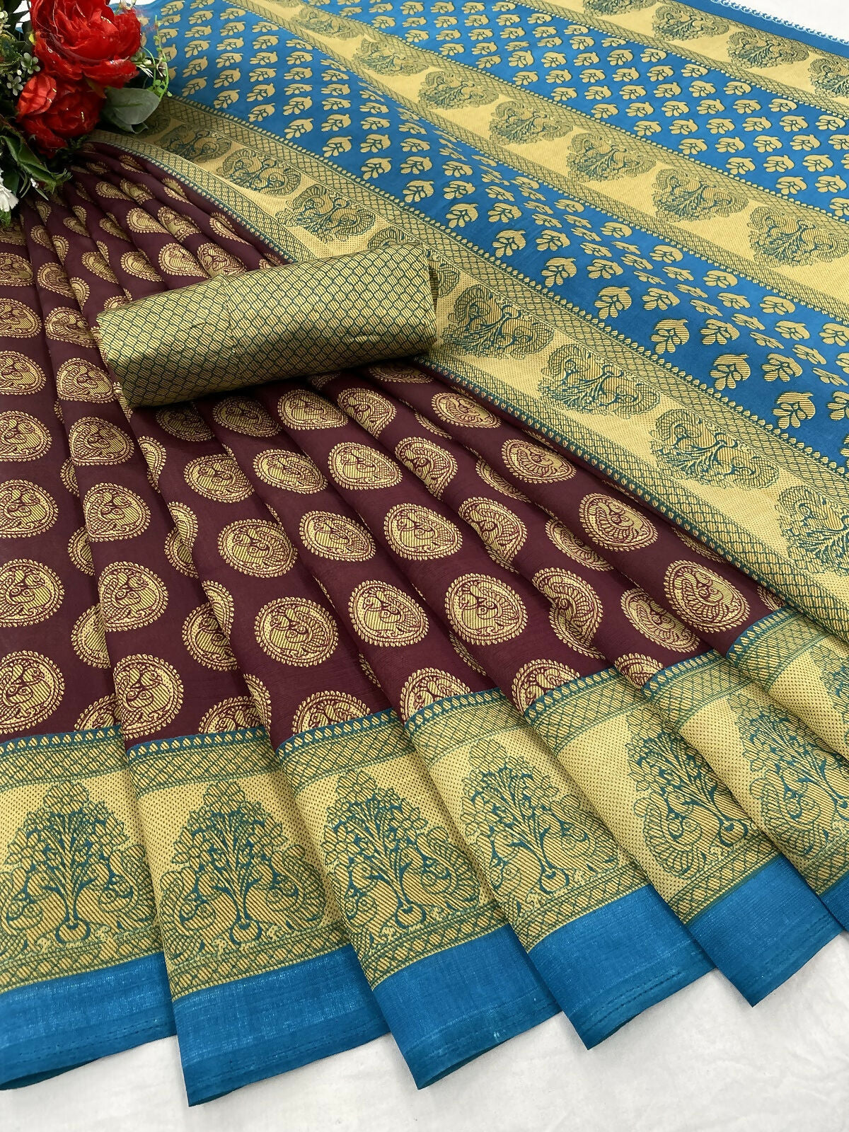 Vamika purple Printed Art Silk Saree - Distacart