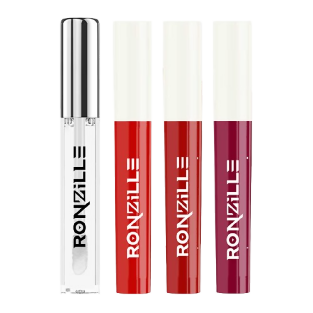 Ronzille Non Transfer Matte Liquid Lipstick Plus Lip Gloss - Reds And Maroons - Dista