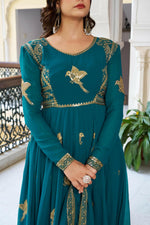 Thumbnail for Joban Fashion Green Kurta set with Pant Georgette Thread with Sequins work