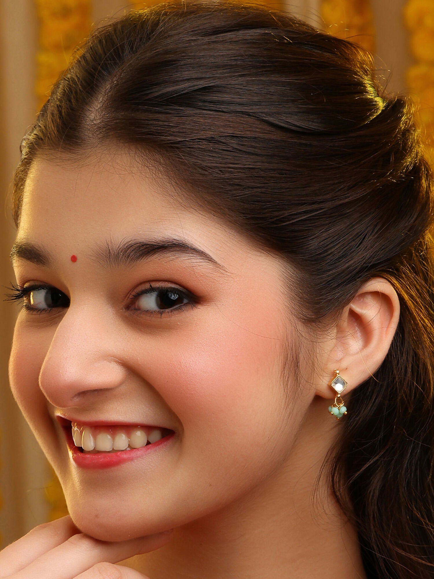 Ruby Raang Diamond Pearl Dangling Earrings - Distacart