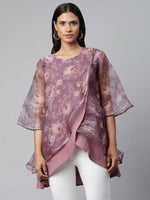 Thumbnail for Ahalyaa Women Mauve Organza Digital Printed Tunic - Distacart