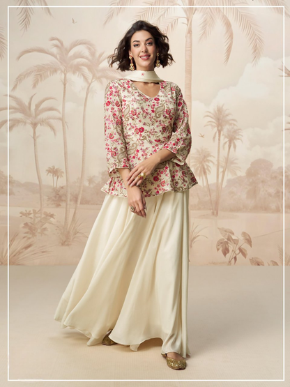 Anaita Cream Chiffon Embroidered With Sequins Work Salwar Suit - Distacart