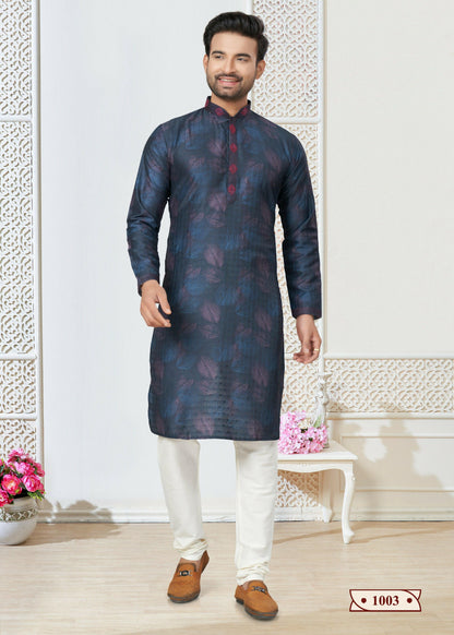 Joban Fashion Men's blue Cotton printed Kurta Pyjama set - Distacart