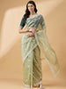 Green Organza Sequence Embroidered Saree with Unstitched Blouse - Satya - Distacart