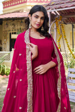 Thumbnail for Teeya Creation Womens New Stylish Heavy Sequence Embroidery Work Pink Gown Set - Dista