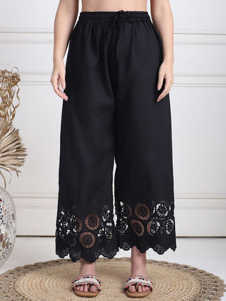 TAG 7 Women Floral Hem Design Flared Ethnic Palazzos - Distacart