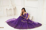 Thumbnail for Aastha Fashion Purple Butterfly Net Tone To Tone Thread Work And Sandwich Sequence Work Embroidery Wedding Wear Lehenga Choli - Distacart