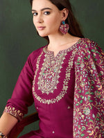 Thumbnail for Sangria Embroidered Kurta & Trouser With Dupatta
