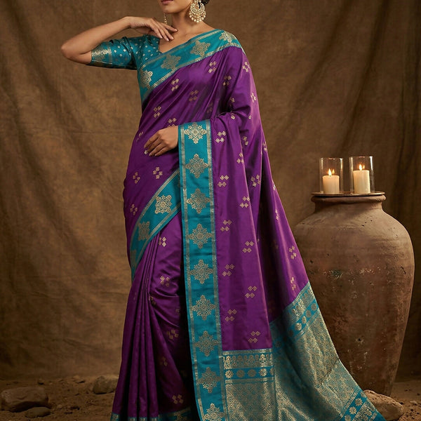 Shree Shyam Fashion Violet Soft Silk Saree - Distacart