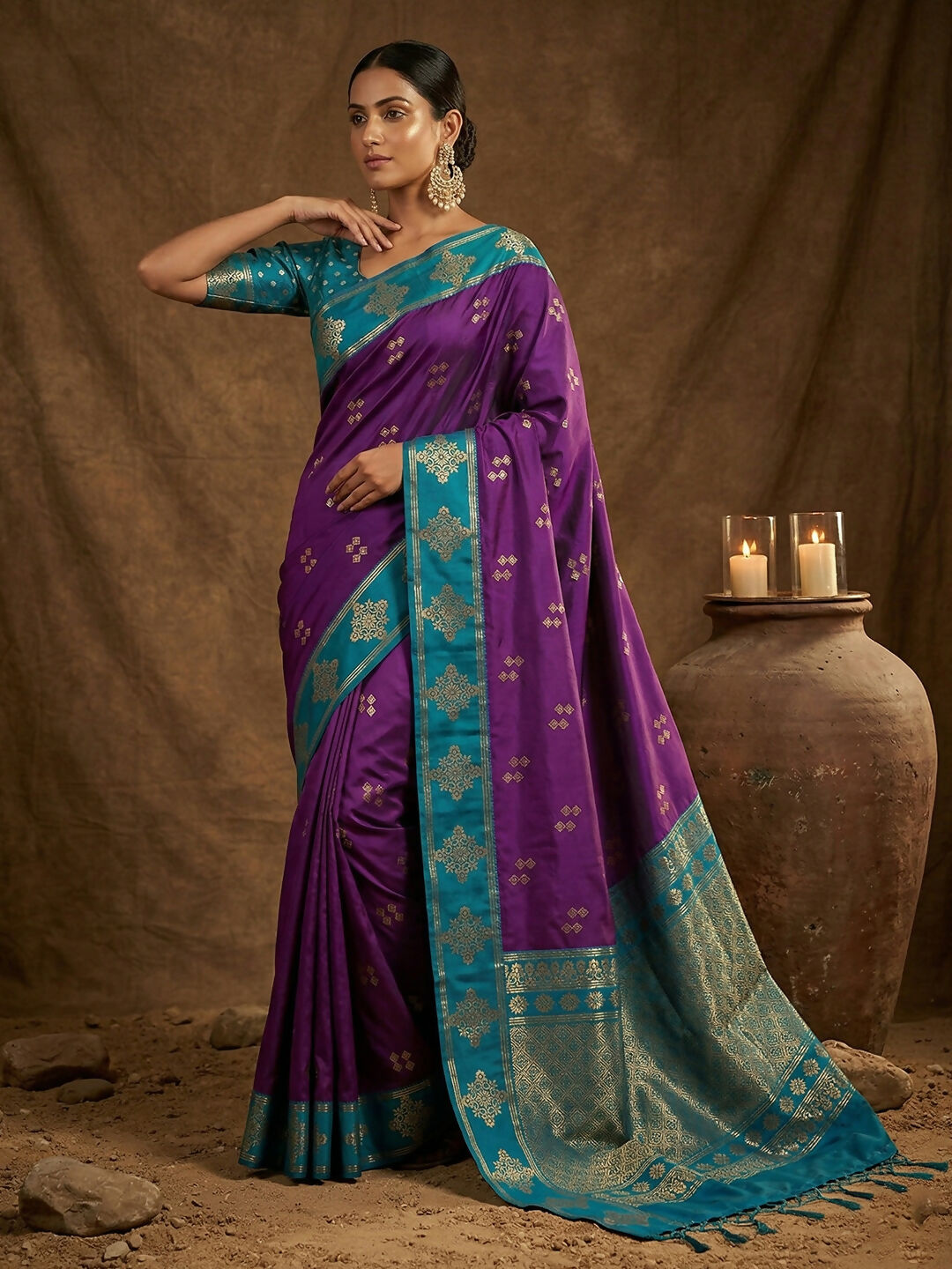 Shree Shyam Fashion Violet Soft Silk Saree - Distacart