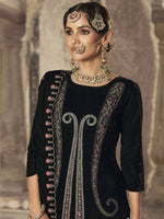 Thumbnail for Aastha Fashion Women's Black Velvet Floral Resham Thread with Jari work Kurta with Trouser & Dupatta - Distacart