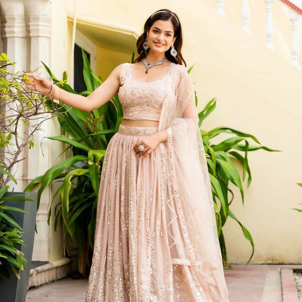 Lehenga Mart Designer Indian Wedding Lehenga Choli-Light Pink - Distacart