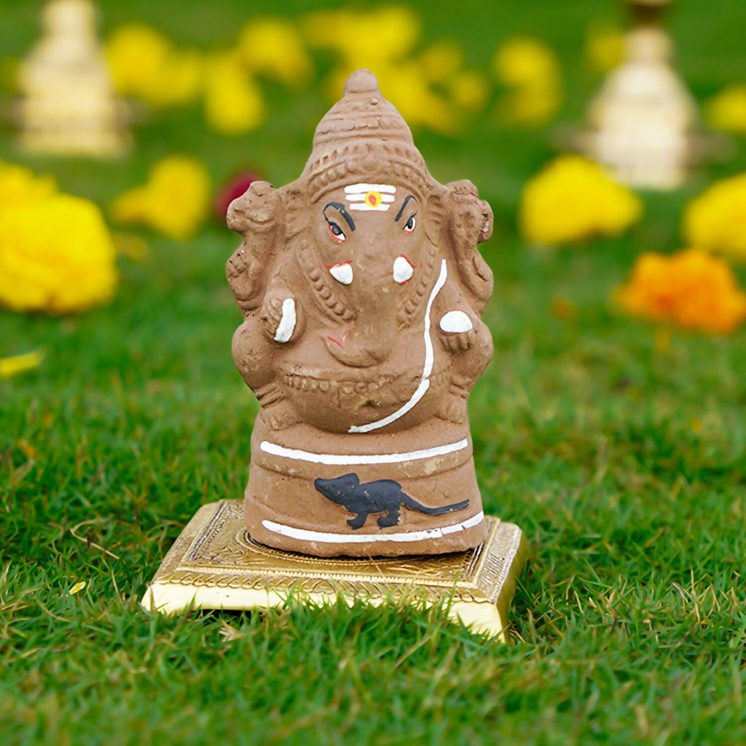 PujaNPujari Eco-Friendly Plantable Seed Ganesha Idol Clay-6inch - Dista